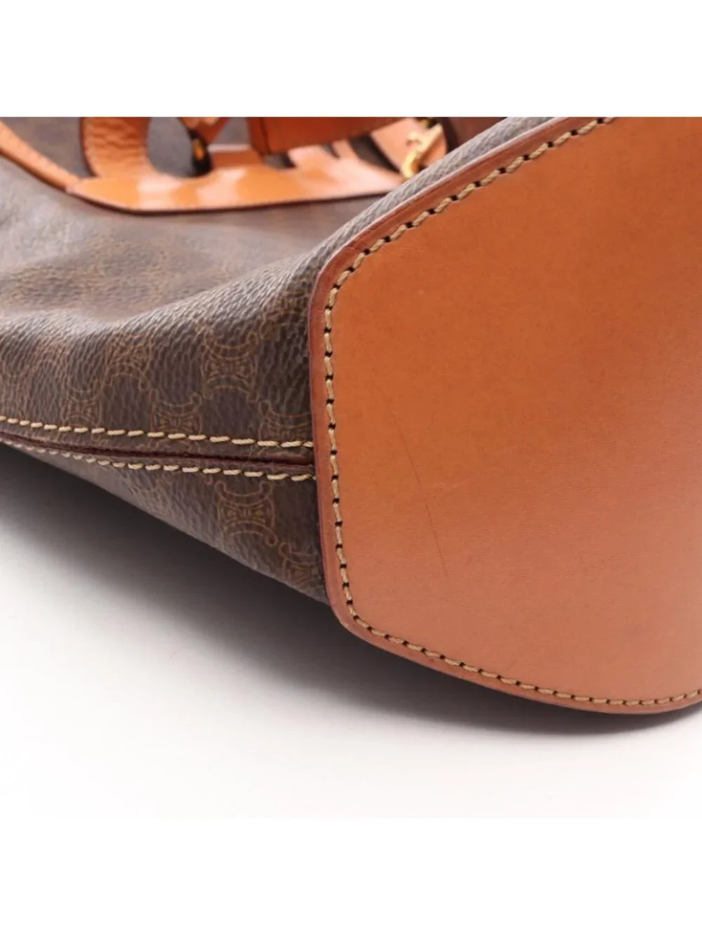 Celine Backpack Macadam Brown Dark Canvas Leather